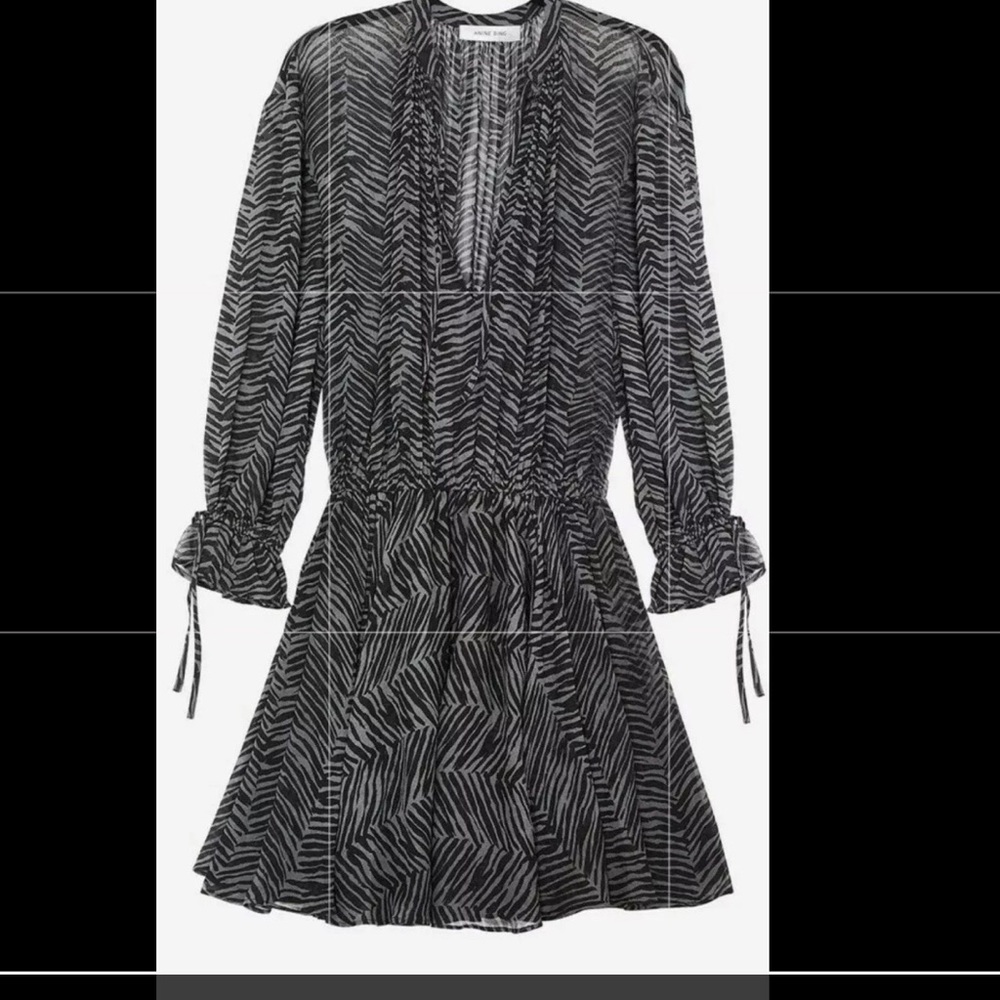 Anine Bing Xs S L Elliana silk dress green zebra